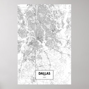 Pôster Dallas, Texas (preto no branco)