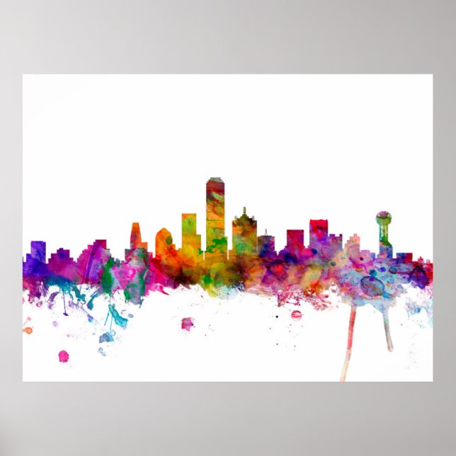 Pôster Dallas Texas Skyline (Frente)