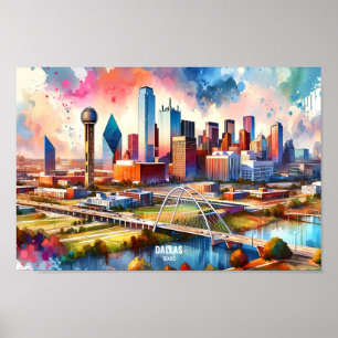 Poster Dallas Texas USA Viagem Places aqucolor