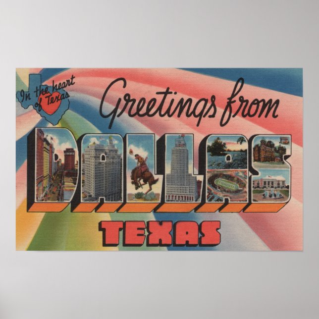 Pôster Dallas, TexasLarge - Letra ScenesDallas, TX (Frente)