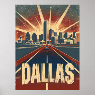 Poster Dallas Viagens vintage Ad Art
