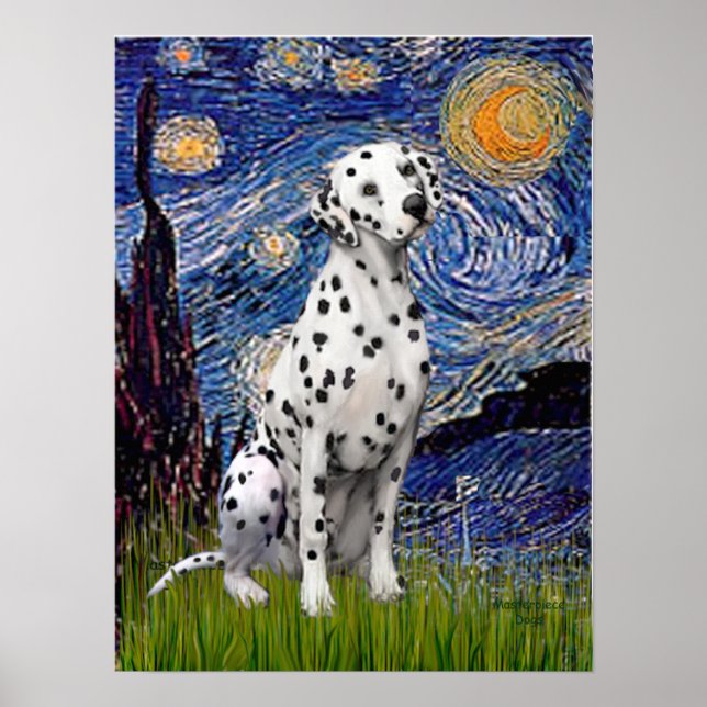 Pôster Dalmatian 1 - Starry Night (Vert) (Frente)