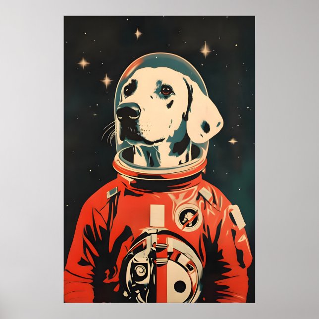 Poster Dalmatian Astronaut Poster, Dalmatian Retro Print (Frente)