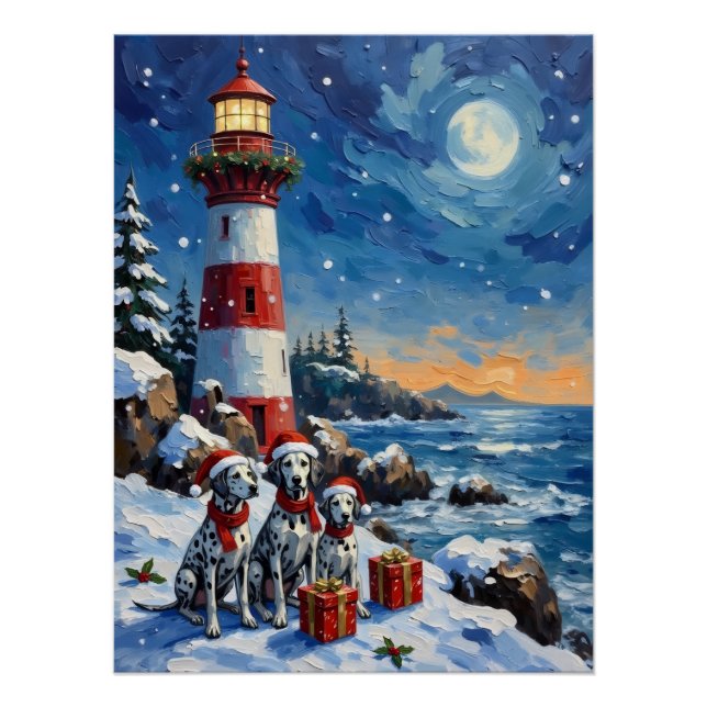 Pôster Dalmatian Christmas Lighthouse Holiday (Frente)