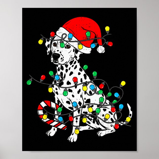 Poster Dalmatian Dog Christmas Lights Santa Xmas Pet Dog  (Frente)
