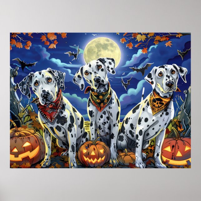 Poster Dalmatiano Assustador de Halloween (Frente)