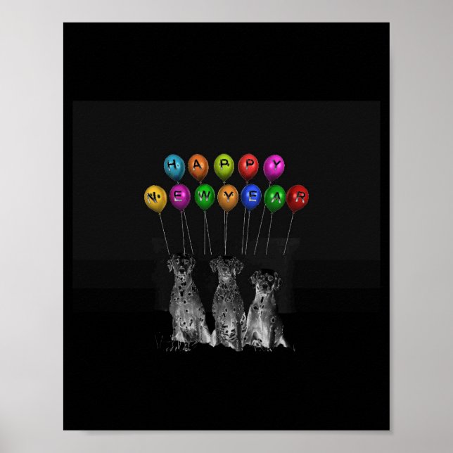 Poster Dalmatians Wishing Happy New Year 2016 T Shirt  (Frente)