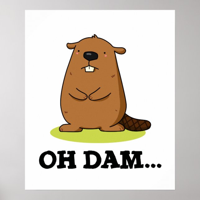 Poster Dam Funny Beaver Pun (Frente)