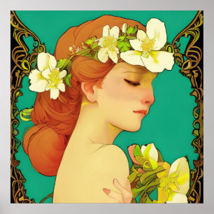 Poster Dama Celta com Flores no Cabelo