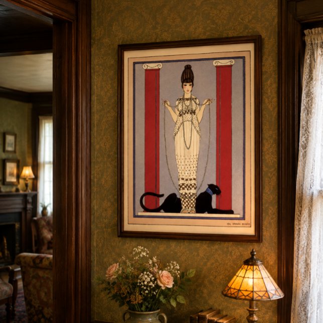 Poster Dama Com Estilo Art Déco Vintage Pantera (Criador carregado)