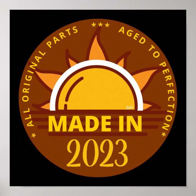 Poster Dama de aniversário engraçado FEITO EM 2023 (Frente)