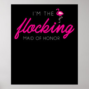 Poster Dama De Honra Reunida Flamingo Festa De Despedida