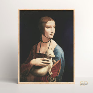 Poster Dama de Leonardo da Vinci com pintura de Ermine