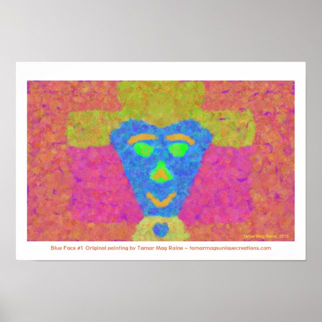 Poster Dama de rosto azul no chapéu amarelo (Frente)