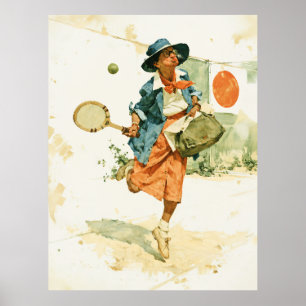 Poster Dama de Tênis Vintage Caprichosa