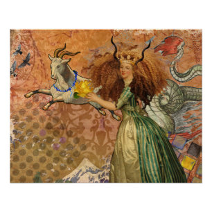 Pôster Dama do Renascimento Capricórnio Fantasia Vintage 