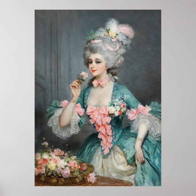 Poster Dama Elegante com Rosas (Frente)