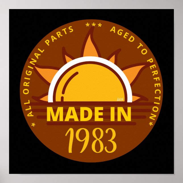 Poster Dama engraçada de aniversário de 1983 (Frente)