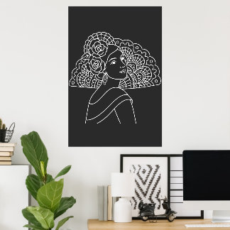 Poster Dama Espanhola de Flamenco com Leque arte em Tinta