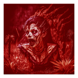 Pôster Dama Ghoul Rosnando Entre Plantas