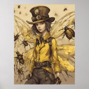 Poster Dama Inseto Steampunk