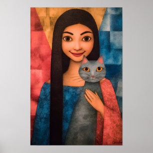 Poster Damas & Gatos – Coleção de Retratos Vintage 1