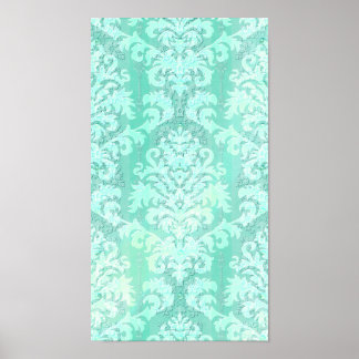 Poster Damask Cut Velvet, ANTIQUE LACE em MINT GREEN