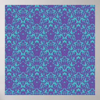 Pôster Damask Lace Purple Teal