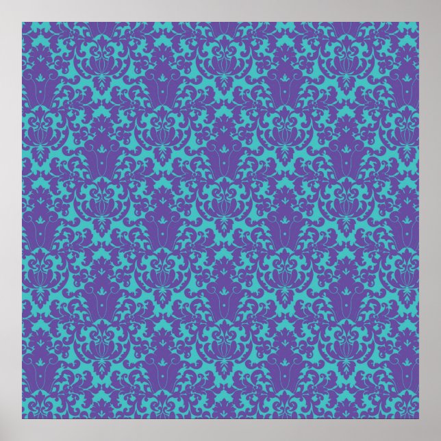 Pôster Damask Lace Purple Teal (Frente)