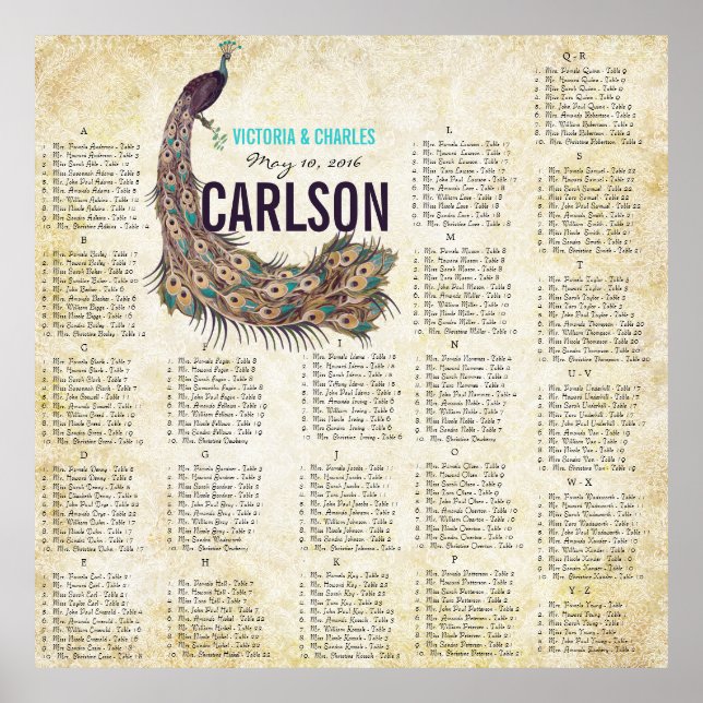 Pôster Damask Peacock Elegance EggPlant Dourado Seating C (Frente)