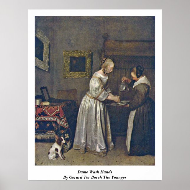 Pôster Dame Wash Mãos Por Gerard Ter Borch, O Mais Jovem (Frente)