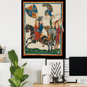 Poster Damsel Em Perigo, Arte Medieval Do Século 14