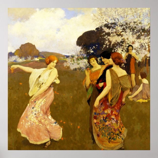 Poster Dança da primavera, Arthur F. Mathews  (Frente)