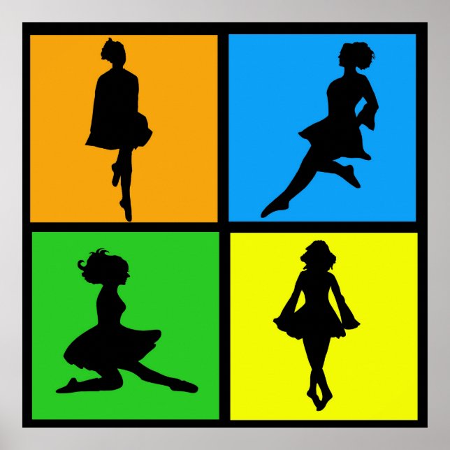 Pôster Dança - Dançarino Irlandês Silhouettes (Frente)