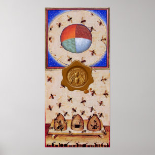 PÔSTER DANÇA DAS ABELHAS DE MEL COM 4 ELEMENTOS, FURO DE