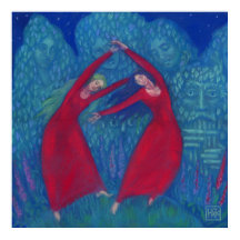 Dança das bruxas, pintura pastel, arte da fantasia