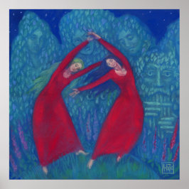 Pôster Dança das bruxas, pintura pastel, arte da fantasia