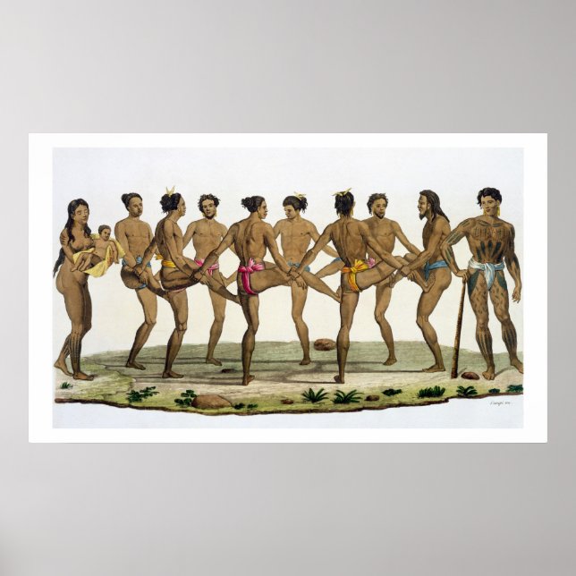 Pôster Dança de Caroline Islanders, prato 22 de Le (Frente)