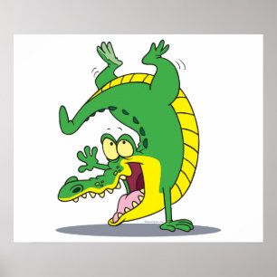 Pôster dança de desenho animado de crocodilo de alligador