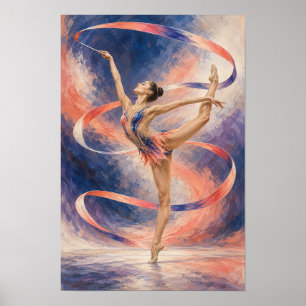 Poster Dança de Fita de Ginástica Rítmica – Água Elegante