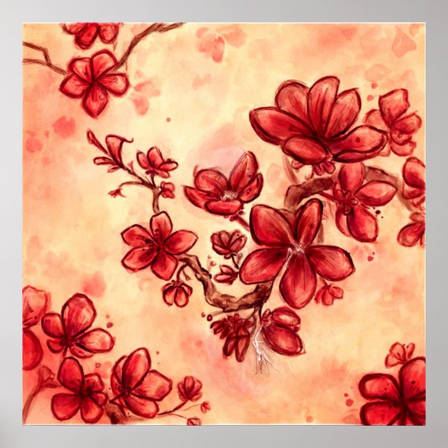 Poster Dança de Flor Vermelho (Frente)