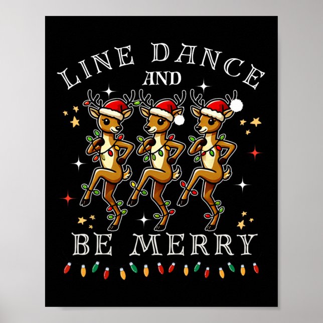 Poster Dança De Rena E Feliz Natal Festivo (Frente)