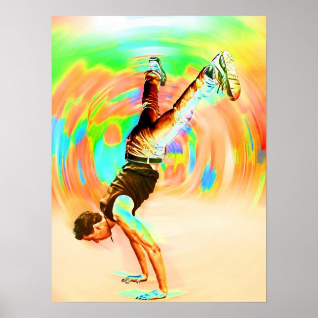 Poster Dança de rua, Verde/Amarelos/Laranjas, Não-Sil (Frente)