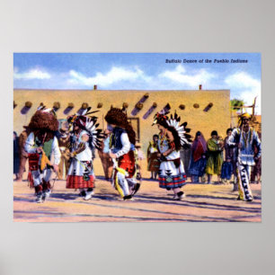 Poster Dança do búfalo dos indianos do povoado indígen