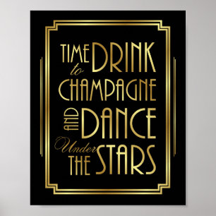 Poster DANÇA do CHAMPANHE da BEBIDA do art deco SOB o