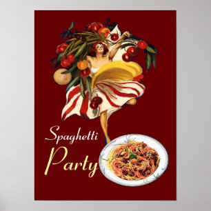 POSTER DANÇA DO PARTIDO DOS ESPAGUETES, COZINHA ITALIANA