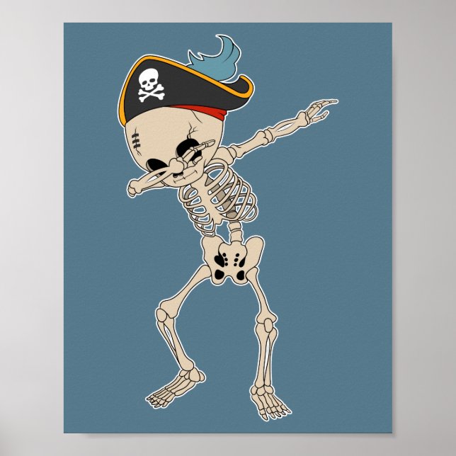 Poster Dança do Pirata Esqueleto no Halloween Dab (Frente)