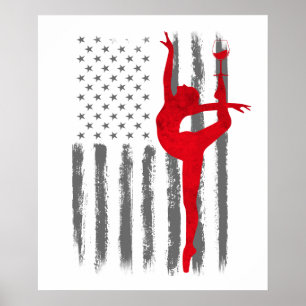 Poster Dança e Vinho - Bandeira Americana Vintage dos EUA
