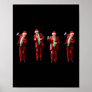 Poster Dança Engraçada Trump Papai Noel Natal Xmas Pijama