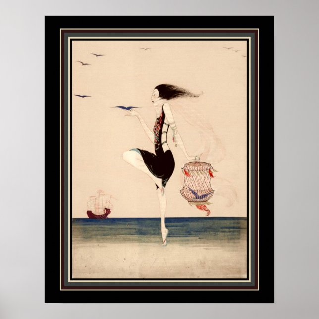 Poster "Dança na costa" cerca de 1916 (Frente)